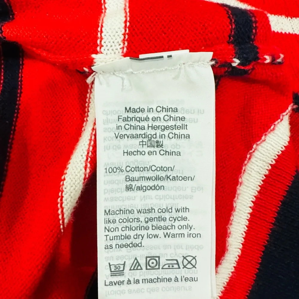 J.crew Mercantile‎ Sweater Large Coral Pink & Navy Stripe Preppy Classic